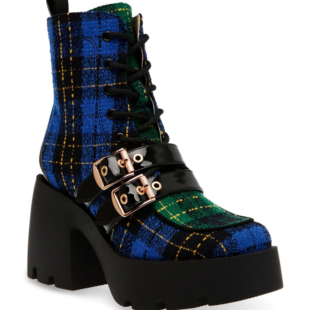 Betsey Johnson Blue and Green Lace Up Boots